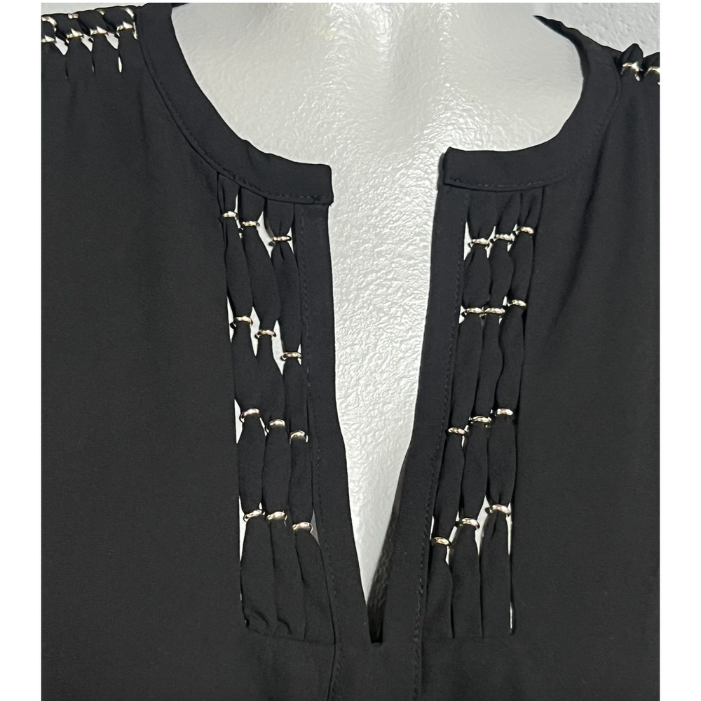 NEW WHITE HOUSE BLACK MARKET WHBM BLACK BEADED GODET DRESS SZ 14 - Picture 5 of 12